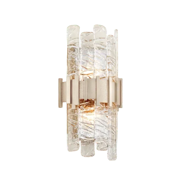Wall Light with Textured Glass - Brass image