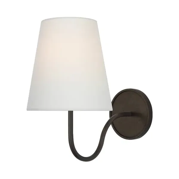 Wall Light with White Shade - Aged Iron image