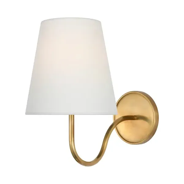 Wall Light with White Shade - Brass