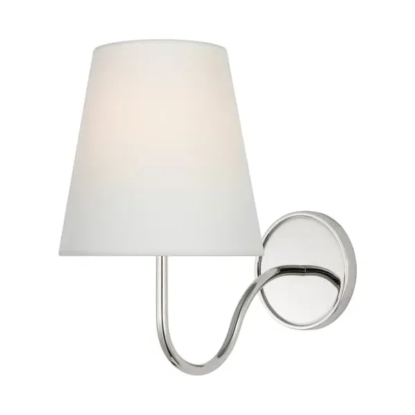 Wall Light with White Shade - Polished Nickel