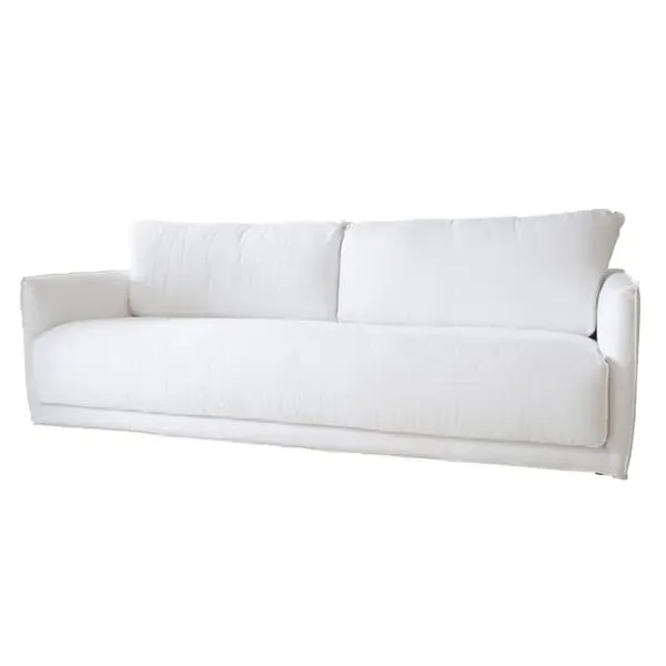 Whitecliff Sofa with Thick Cushions - White, Linen