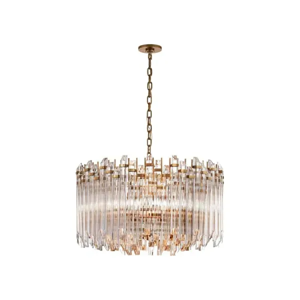 Wide Drum Chandelier 4-Light - Brass, Acrylic