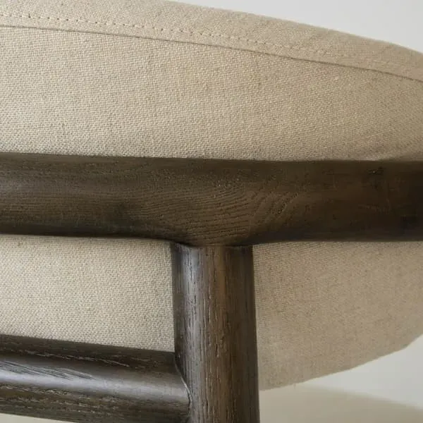 Wide Upholstered Dining Chair - Light Neutral, Walnut