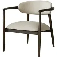 Wide Upholstered Dining Chair - Light Neutral, Walnut