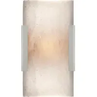 Wide Wall Light with Carved Alabaster - Nickel
