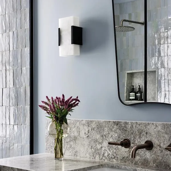 Wide Wall Light with Carved Detail - Bronze