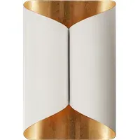 Wide Wall Light with Gilded Interior - White, Plaster