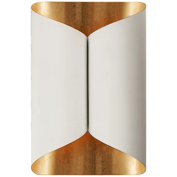Wide Wall Light with Gilded Interior - White, Plaster
