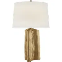 Wood Effect Table Lamp - Gild, Linen