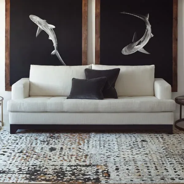 Worn Effect Rug with Irregular Pattern - Multicolor, Woven