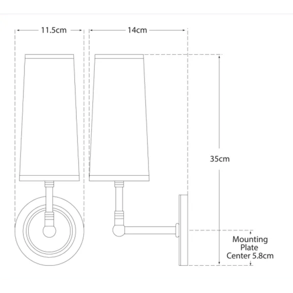 Ziyi Wall Light with Paper Shade - Brass, Metal