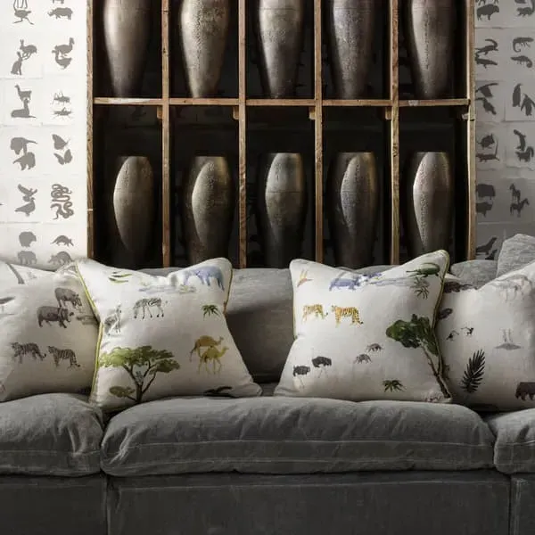 55cm Square Cushion with Feather Fill - Multi, Linen