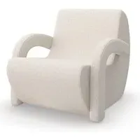 Arc-Shaped Accent Chair - White, Boucle