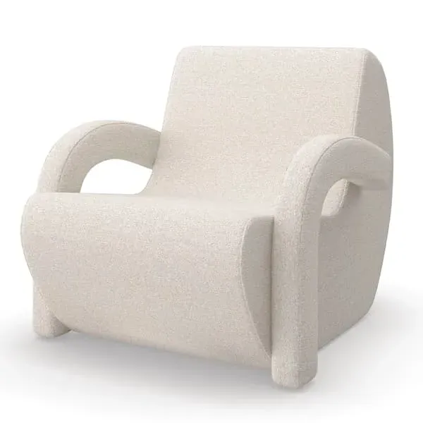 Arc-Shaped Accent Chair - White, Boucle image
