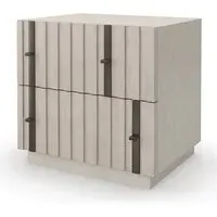 Bedside Table with Slat Drawers - Natural Wood