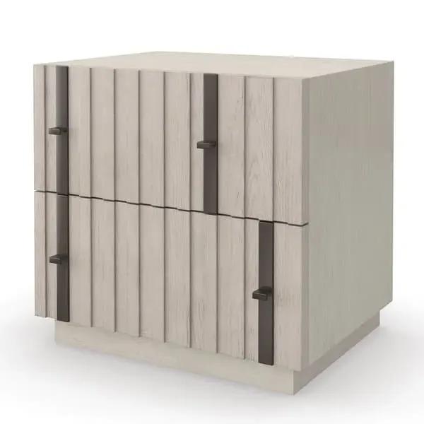 Bedside Table with Slat Drawers - Natural Wood image