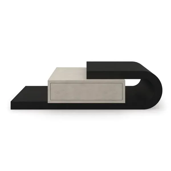 Curved Coffee Table with Storage - Basalt, Wood