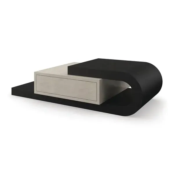 Curved Coffee Table with Storage - Basalt, Wood image