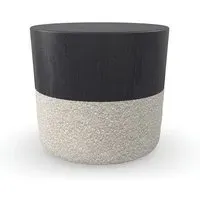 Oval Side Table with Fabric Base - Black, Veneer
