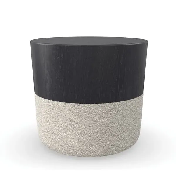 Oval Side Table with Fabric Base - Black, Veneer image
