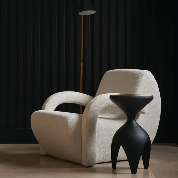 Round Side Table with Metal Top - Charcoal
