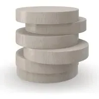 Round Side Table with Stacked Design - Oak