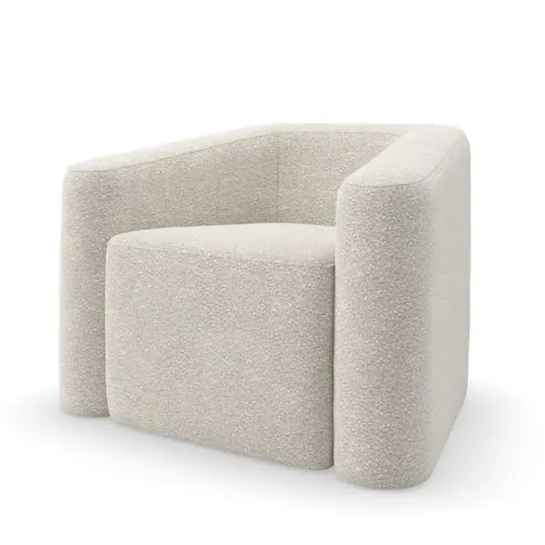 Sculptural Accent Chair - White, Boucle image