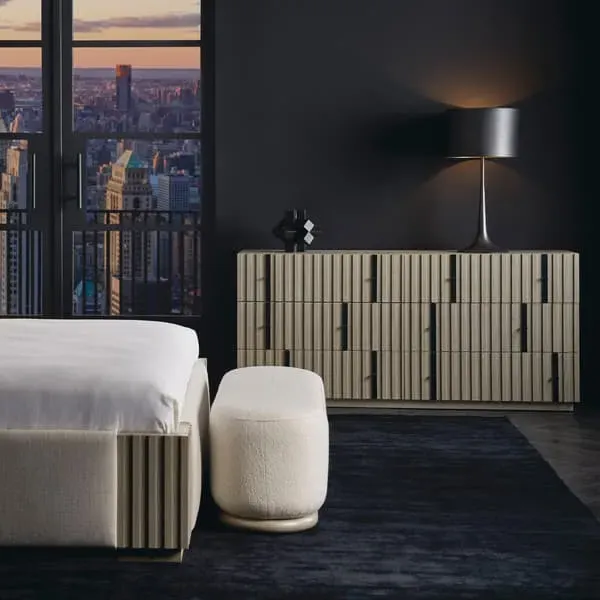 Slatted Dresser with Wood Details - Taupe, Oak