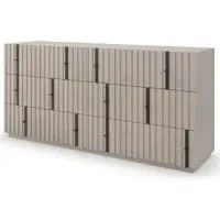 Slatted Dresser with Wood Details - Taupe, Oak