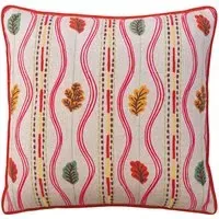 Embroidered Cushion with Feather Fill - Autumn, Linen