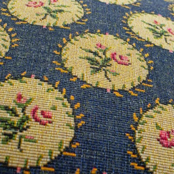 Embroidered Cushion with Feather Fill - Indigo
