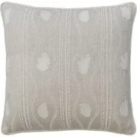 Embroidered Cushion with Feather Fill - Ivory, Linen