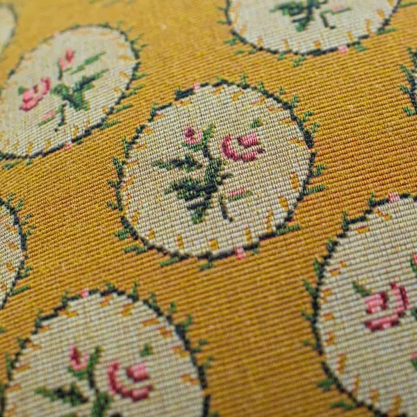 Embroidered Cushion with Feather Fill - Yellow