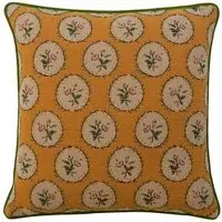 Embroidered Cushion with Feather Fill - Yellow