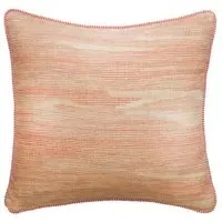 Feather Cushion with Brush Marks - Orange, Linen