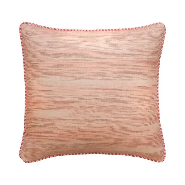 Feather Cushion with Brush Marks - Rust, Linen