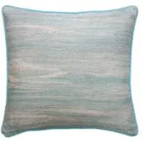 Feather Cushion with Brush Strokes - Blue, Linen