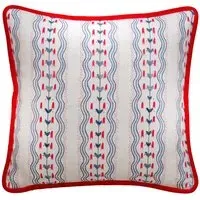 Feather Cushion with Stripe Pattern - Denim, Linen
