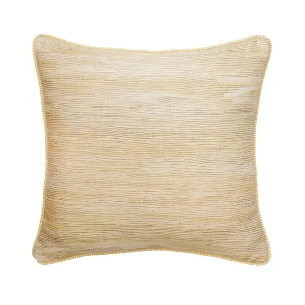 Feather Cushion with Texture - Yellow, Linen