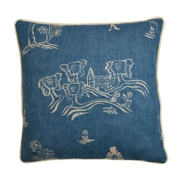 Square Cushion with Animal Print - Blue, Linen image