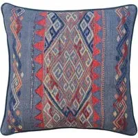 Square Cushion with Feather Fill - Denim, Cotton