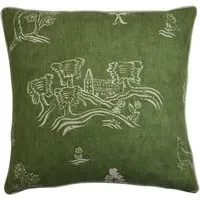 Square Cushion with Feather Fill - Green, Linen