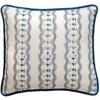 Striped Cushion with Feather Fill - Indigo, Linen
