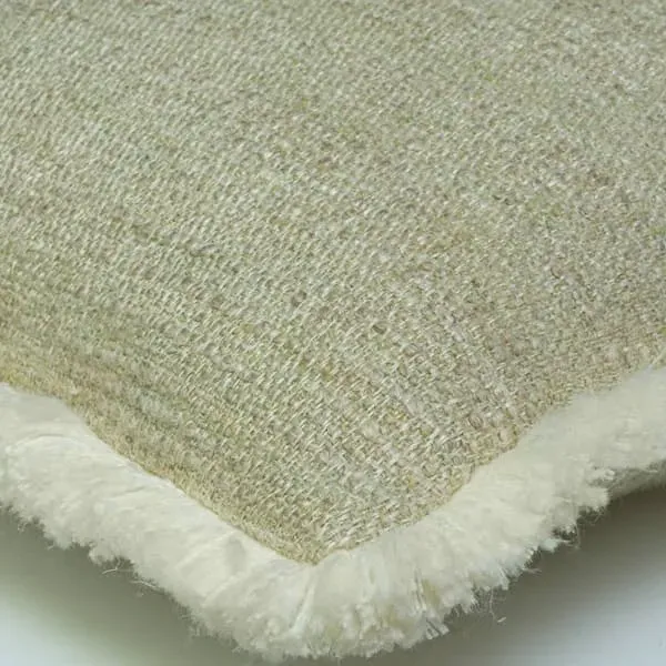 55cm Square Cushion with Fringe - Moss, Cotton
