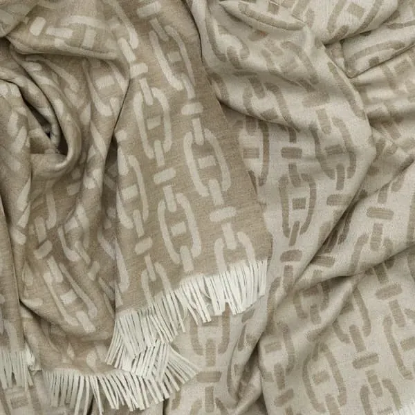 Burlington Throw with Fringe - Latte, Wool