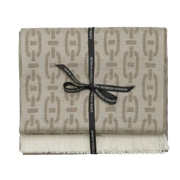 Burlington Throw with Fringe - Latte, Wool image