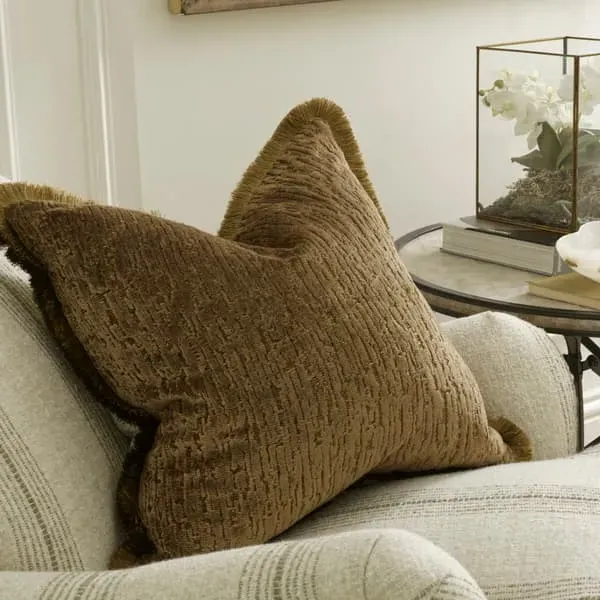 Cushion with Trim - Bronze, Velvet