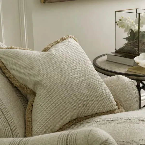 Cushion with Trim - Ecru, Cotton Blend