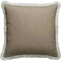Feather Cushion with Trim - Camel, Wool