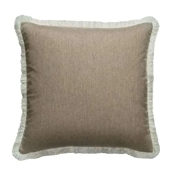Feather Cushion with Trim - Camel, Wool image